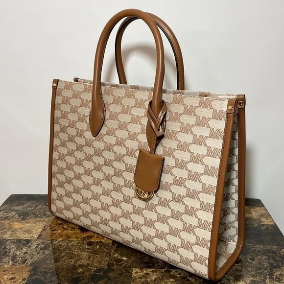 Michael Kors 🤎 Mirella tote bag MK print luggage Multi color - Picture 2 of 10